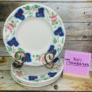 70s Iroquois GREENFIELD VILLAGE Ford Museum Blue Flower Lunch Salad Plates Set 4